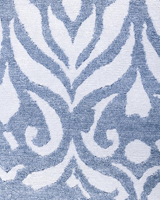 Contemporary Modern Hand Knotted Abstract Silk Gray Area Rug 9' 0" x 12' 1"
