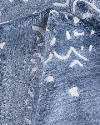 Contemporary Modern Hand Knotted Abstract Silk Gray Area Rug 9' 0" x 12' 1"