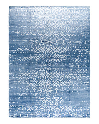 Contemporary Modern Hand Knotted Abstract Silk Gray Area Rug 9' 0" x 12' 1"
