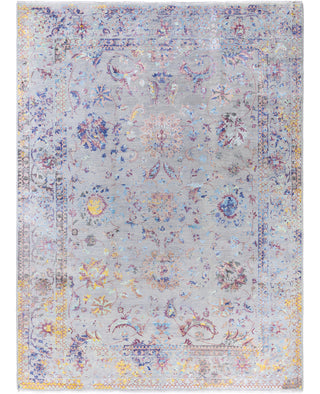 Traditional Abstarct Wool, Silk Hand Knotted Gray Area Rug 9' 1" x 12' 3"