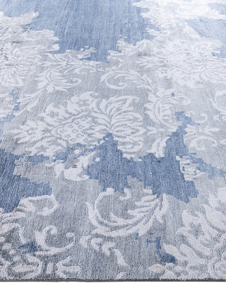 Contemporary Modern Hand Knotted Abstract Silk Gray Area Rug 9' 0" x 12' 2"