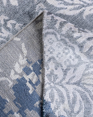 Contemporary Modern Hand Knotted Abstract Silk Gray Area Rug 9' 0" x 12' 2"