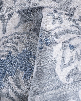 Contemporary Modern Hand Knotted Abstract Silk Gray Area Rug 9' 0" x 12' 2"