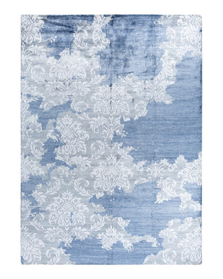 Contemporary Modern Hand Knotted Abstract Silk Gray Area Rug 9' 0" x 12' 2"