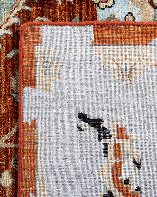 Traditional Ikat Hand Knotted Abstract Silk & Wool Blend Rust Area Rug 8' 10" x 12' 3"