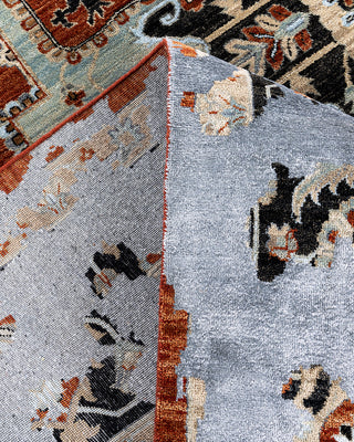 Traditional Ikat Hand Knotted Abstract Silk & Wool Blend Rust Area Rug 8' 10" x 12' 3"