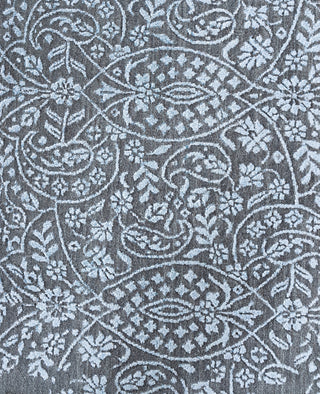 Traditional Abstarct Wool, Silk Hand Knotted Gray Area Rug 9' 0" x 12' 1"