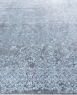 Traditional Abstarct Wool, Silk Hand Knotted Gray Area Rug 9' 0" x 12' 1"