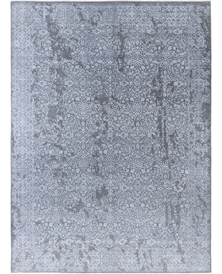 Traditional Abstarct Wool, Silk Hand Knotted Gray Area Rug 9' 0" x 12' 1"