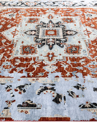 Traditional Ikat Hand Knotted Abstract Silk & Wool Blend Red Area Rug 8' 0" x 10' 4"