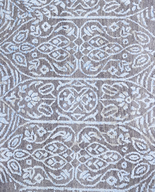 Traditional Abstarct Wool, Silk Hand Knotted Gray Area Rug 9' 0" x 12' 3"