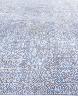 Traditional Abstarct Wool, Silk Hand Knotted Gray Area Rug 9' 0" x 12' 3"