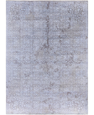 Traditional Abstarct Wool, Silk Hand Knotted Gray Area Rug 9' 0" x 12' 3"