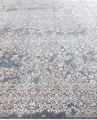 Traditional Abstarct Wool, Silk Hand Knotted Gray Area Rug 9' 1" x 12' 3"