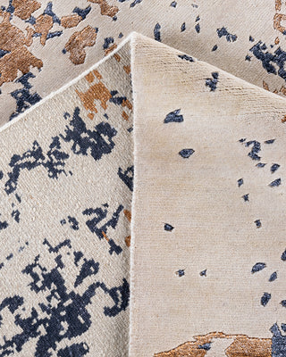 Contemporary Modern Hand Knotted Abstract Silk & Wool Blend Ivory Area Rug 8' 2" x 10' 1"