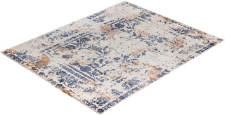 Contemporary Modern Hand Knotted Abstract Silk & Wool Blend Ivory Area Rug 8' 2" x 10' 1"