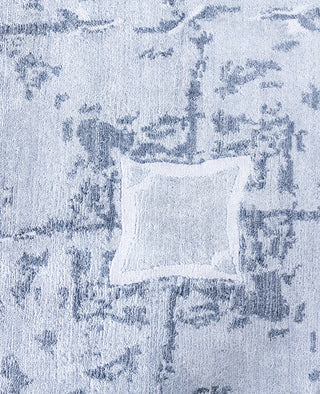 Contemporary Geometric Silk Hand Knotted Ivory Area Rug 8' 1" x 9' 10"