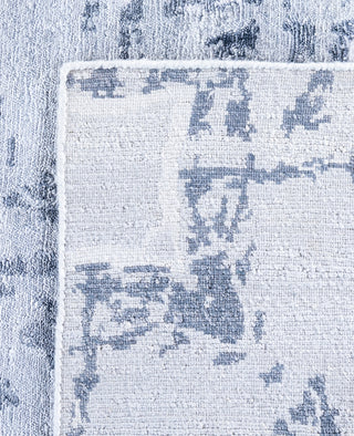 Contemporary Geometric Silk Hand Knotted Ivory Area Rug 8' 1" x 9' 10"