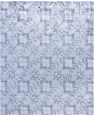 Contemporary Geometric Silk Hand Knotted Ivory Area Rug 8' 1" x 9' 10"