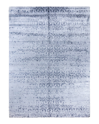 Contemporary Modern Hand Knotted Abstract Silk Gray Area Rug 8' 10" x 12' 0"