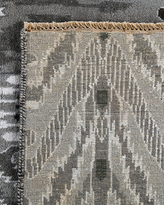 Traditional Ikat Hand Knotted Floral Silk & Wool Blend Gray Area Rug 9' 0" x 12' 4"