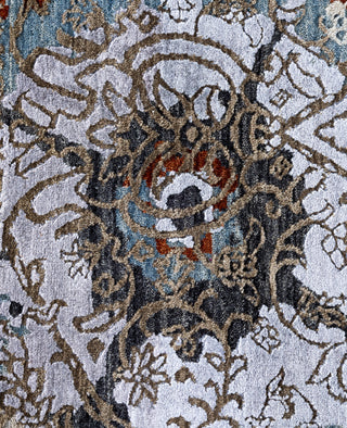 Traditional Abstarct Wool, Silk Hand Knotted Brown Area Rug 9' 2" x 12' 4"