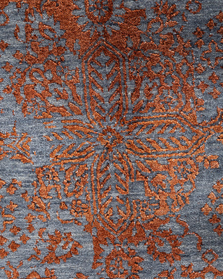 Traditional Ikat Hand Knotted Abstract Silk & Wool Blend Gray Area Rug 8' 10" x 12' 2"
