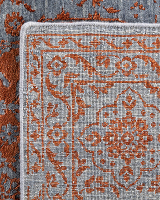 Traditional Ikat Hand Knotted Abstract Silk & Wool Blend Gray Area Rug 8' 10" x 12' 2"