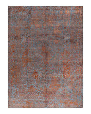 Traditional Ikat Hand Knotted Abstract Silk & Wool Blend Gray Area Rug 8' 10" x 12' 2"