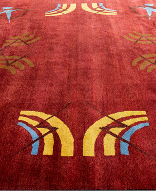 Traditional Geometric Wool Hand Knotted Red Area Rug 8' 1" x 10' 1"