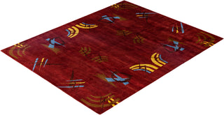 Traditional Geometric Wool Hand Knotted Red Area Rug 8' 1" x 10' 1"