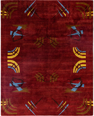 Traditional Geometric Wool Hand Knotted Red Area Rug 8' 1" x 10' 1"
