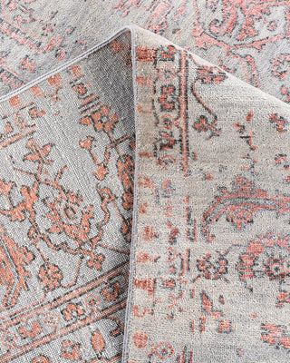 Traditional Ikat Hand Knotted Abstract Silk & Wool Blend Gray Area Rug 8' 1" x 10' 1"