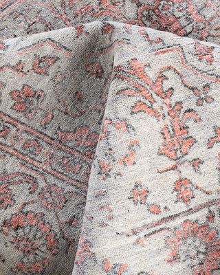 Traditional Ikat Hand Knotted Abstract Silk & Wool Blend Gray Area Rug 8' 1" x 10' 1"