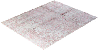 Traditional Ikat Hand Knotted Abstract Silk & Wool Blend Gray Area Rug 8' 1" x 10' 1"
