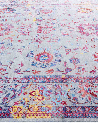 Traditional Ikat Hand Knotted Abstract Silk & Wool Blend Gray Area Rug 8' 3" x 10' 4"