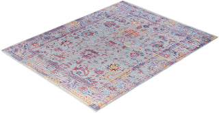 Traditional Ikat Hand Knotted Abstract Silk & Wool Blend Gray Area Rug 8' 3" x 10' 4"