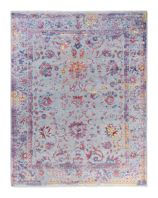 Traditional Ikat Hand Knotted Abstract Silk & Wool Blend Gray Area Rug 8' 3" x 10' 4"