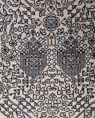 Traditional Ikat Hand Knotted Geometric Silk & Wool Blend Beige Area Rug 8' 1" x 10' 0"