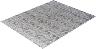 Traditional Ikat Hand Knotted Geometric Silk & Wool Blend Beige Area Rug 8' 1" x 10' 0"