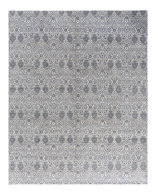 Traditional Ikat Hand Knotted Geometric Silk & Wool Blend Beige Area Rug 8' 1" x 10' 0"