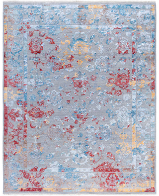 Traditional Abstarct Wool, Silk Hand Knotted Gray Area Rug 8' 1" x 10' 0"