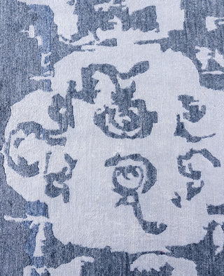 Contemporary Abstarct Silk Hand Knotted Ivory Area Rug 8' 1" x 10' 1"