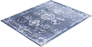 Contemporary Abstarct Silk Hand Knotted Ivory Area Rug 8' 1" x 10' 1"
