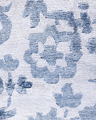 Contemporary Modern Hand Knotted Abstract Silk Ivory Area Rug 9' 2" x 12' 1"
