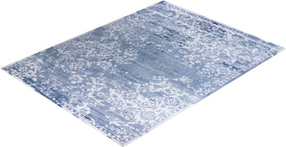 Contemporary Modern Hand Knotted Abstract Silk Ivory Area Rug 9' 2" x 12' 1"