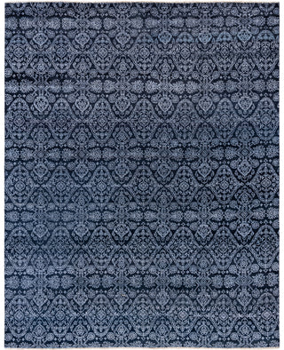 Traditional Floral Wool, Silk Hand Knotted Black Area Rug 8' 2" x 10' 2"