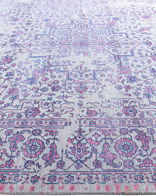 Traditional Ikat Hand Knotted Abstract Silk & Wool Blend Gray Area Rug 8' 1" x 10' 4"