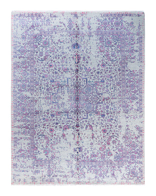 Traditional Ikat Hand Knotted Abstract Silk & Wool Blend Gray Area Rug 8' 1" x 10' 4"
