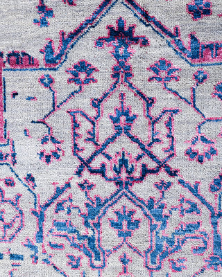 Traditional Ikat Hand Knotted Abstract Silk & Wool Blend Gray Area Rug 9' 1" x 12' 1"